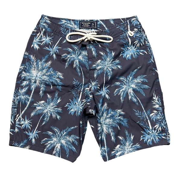 Abercrombie & Fitch Swim Abercrombie Fitch Mens Navy Blue Palm Tree